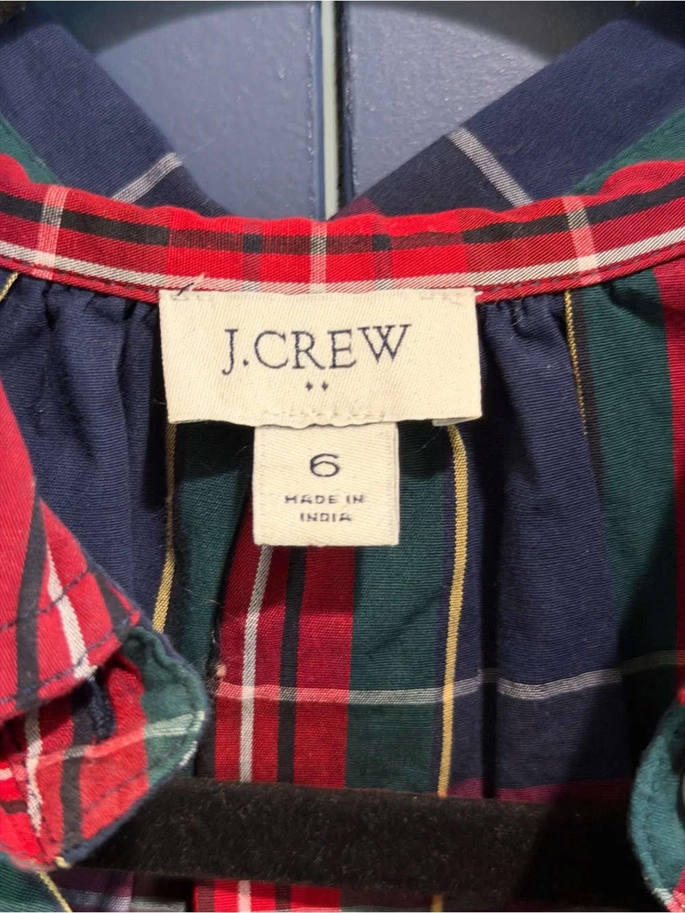 J. Crew plaid button